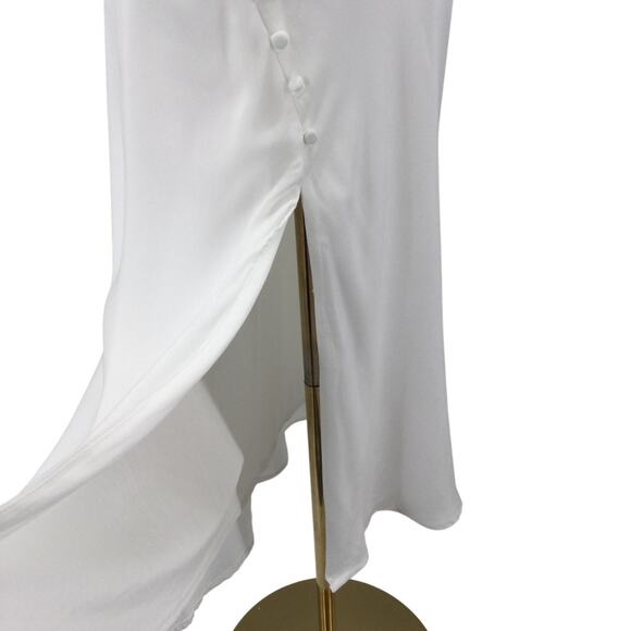 LULU'S SZ M Slinking Out Loud White Satin Side Button Slip Midi Dress NEW B85 - Picture 6 of 11